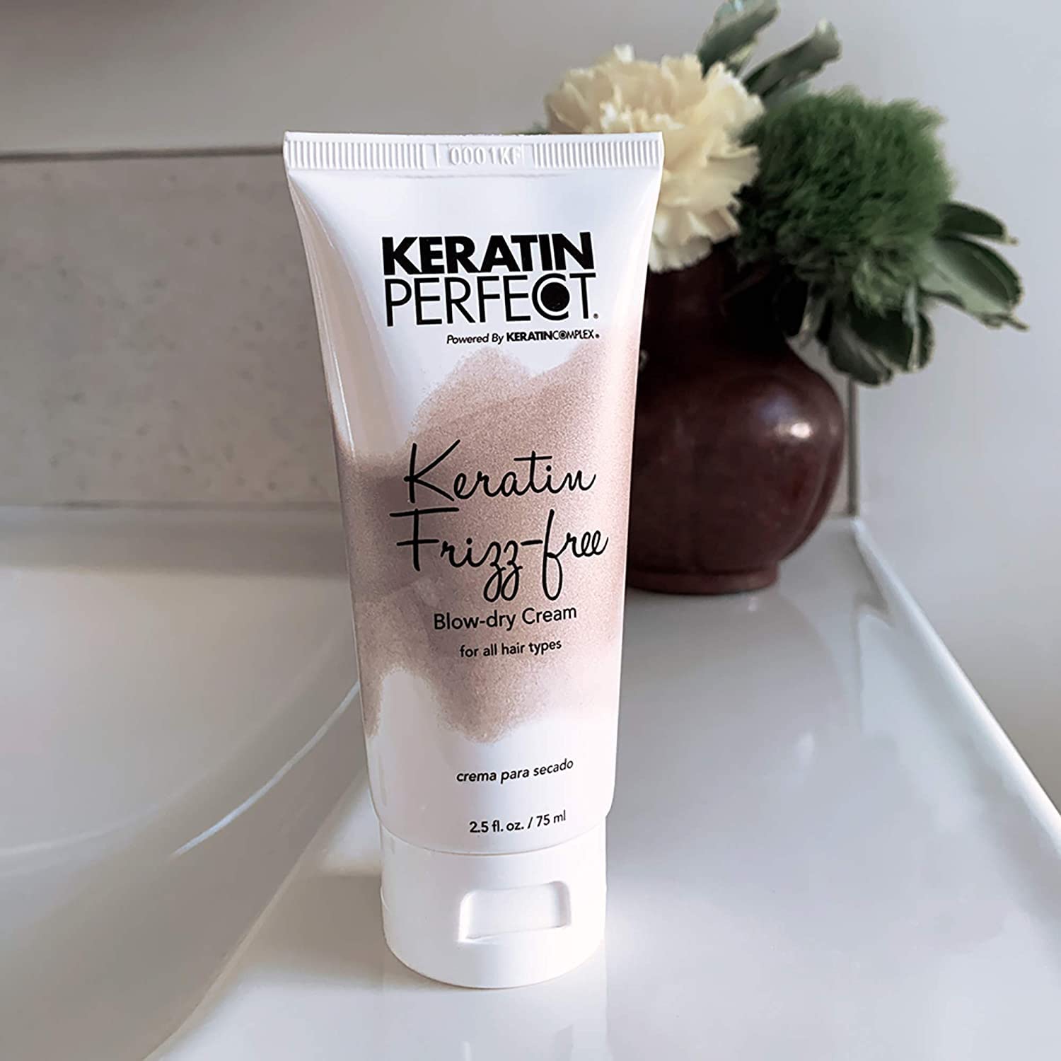 Keratin Perfect before and after hair showing frizz reduction and sleeker finish benefit