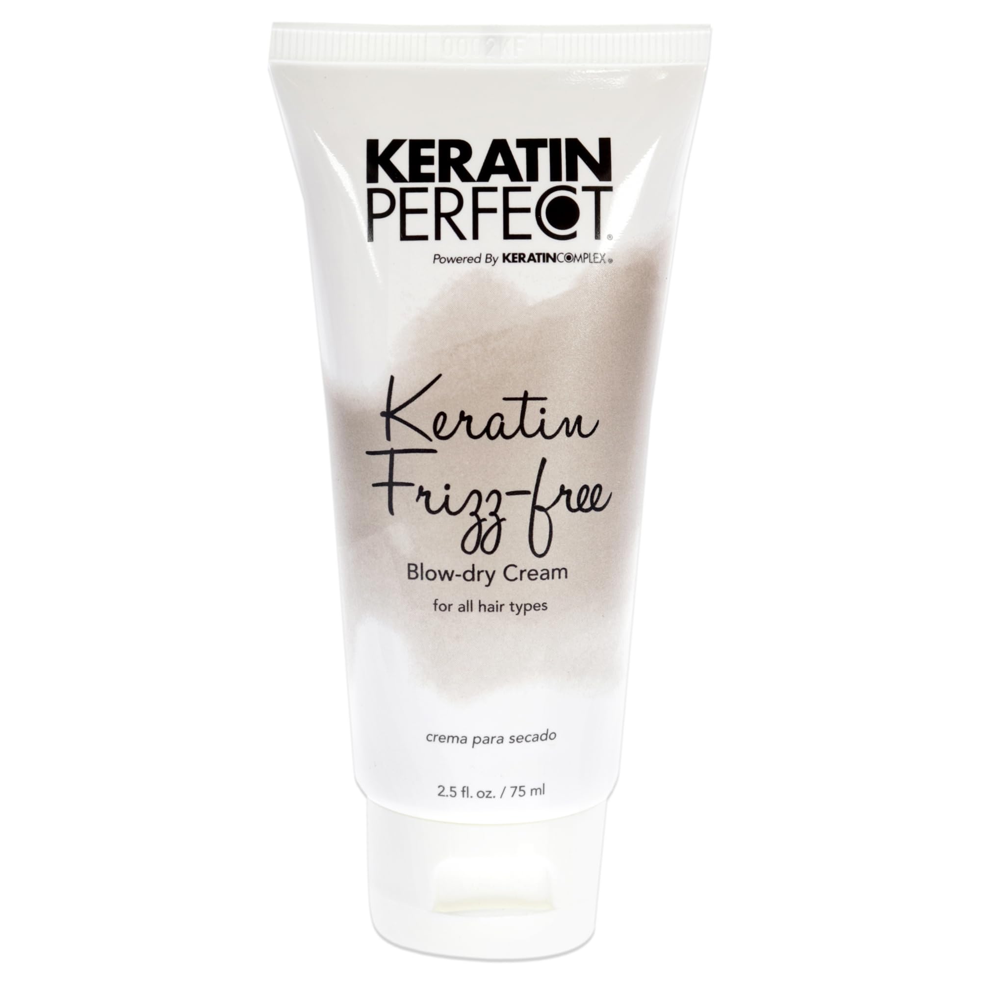 Keratin Perfect front tube showing compact travel size and clear branding benefit of portability
