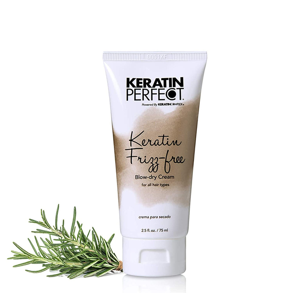 Keratin Perfect ingredient label highlighting keratin and rosemary for smoothing benefit