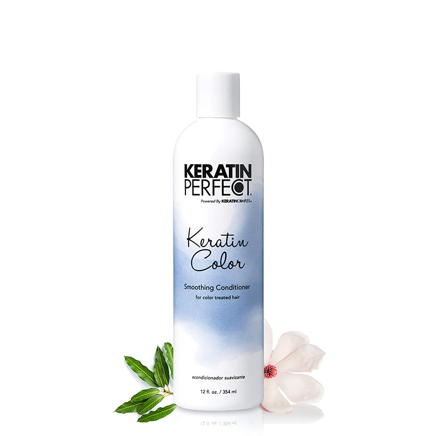 Keratin Perfect on bathroom shelf showing salon-quality daily care benefit