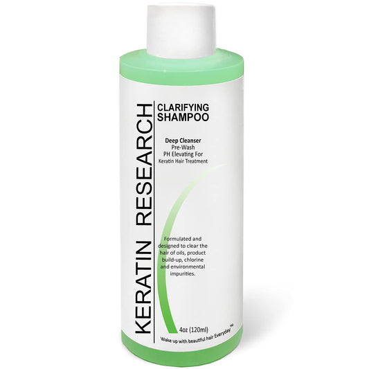KERATIN RESEARCH front packaging showing professional clarifying shampoo benefits