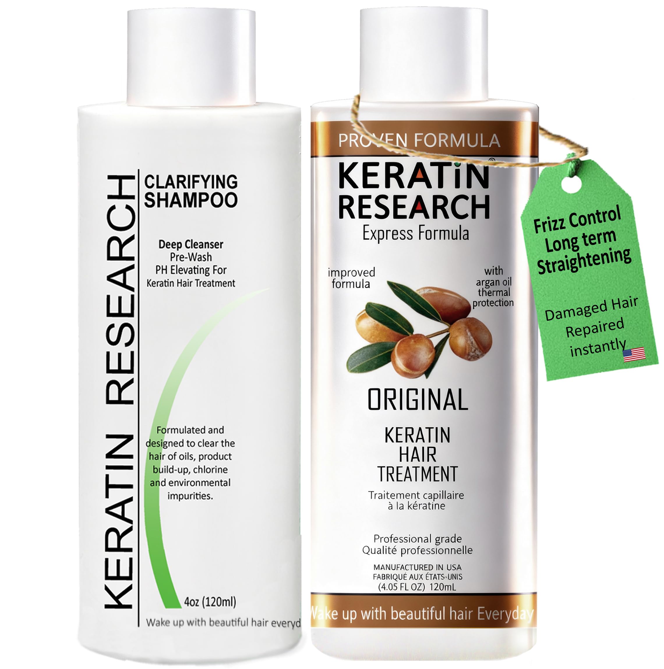 KERATIN RESEARCH front packaging showing kit components and benefits