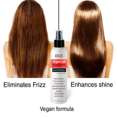 KERATIN RESEARCH stylist applying spray in salon for faster blow-dry results