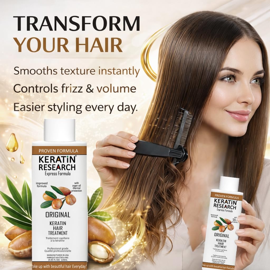 KERATIN RESEARCH hair texture closeup showing smoother cuticle after use