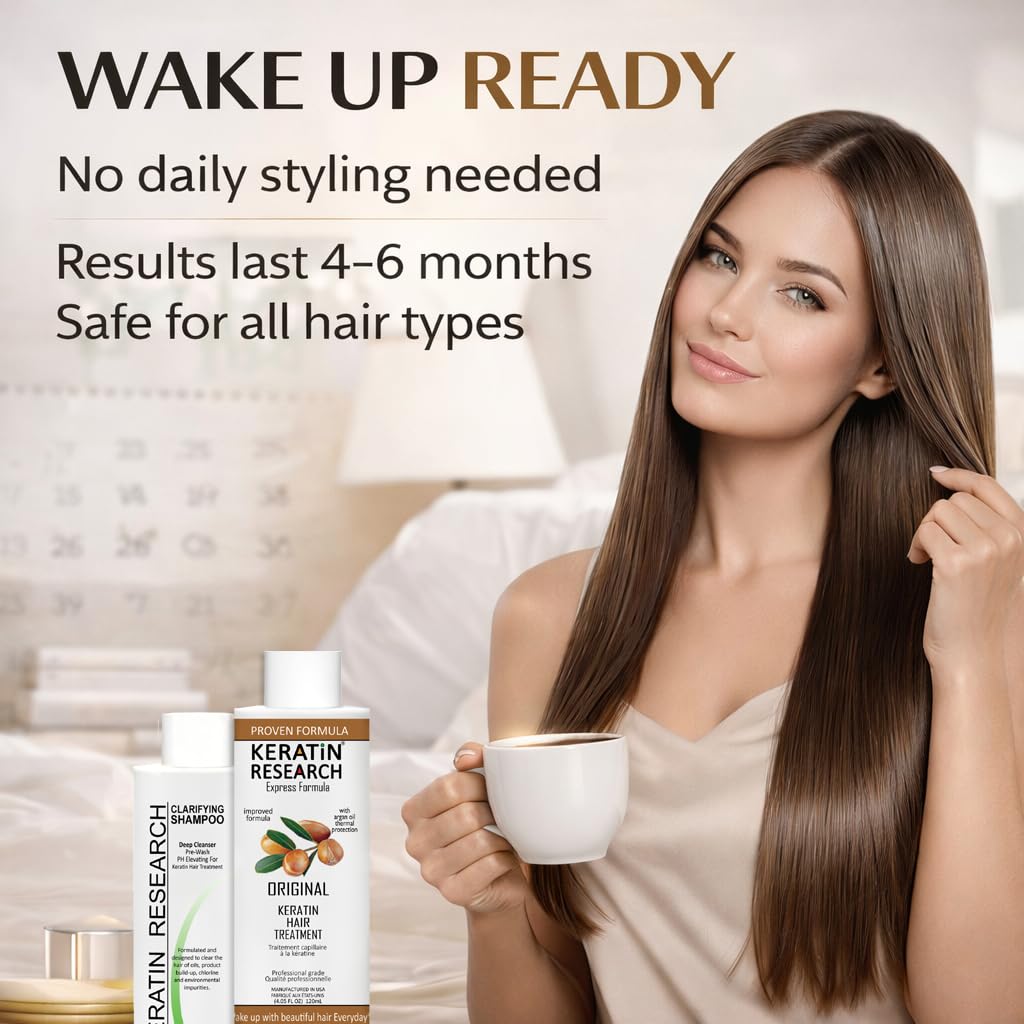 KERATIN RESEARCH treatment bottle close-up highlights formula details