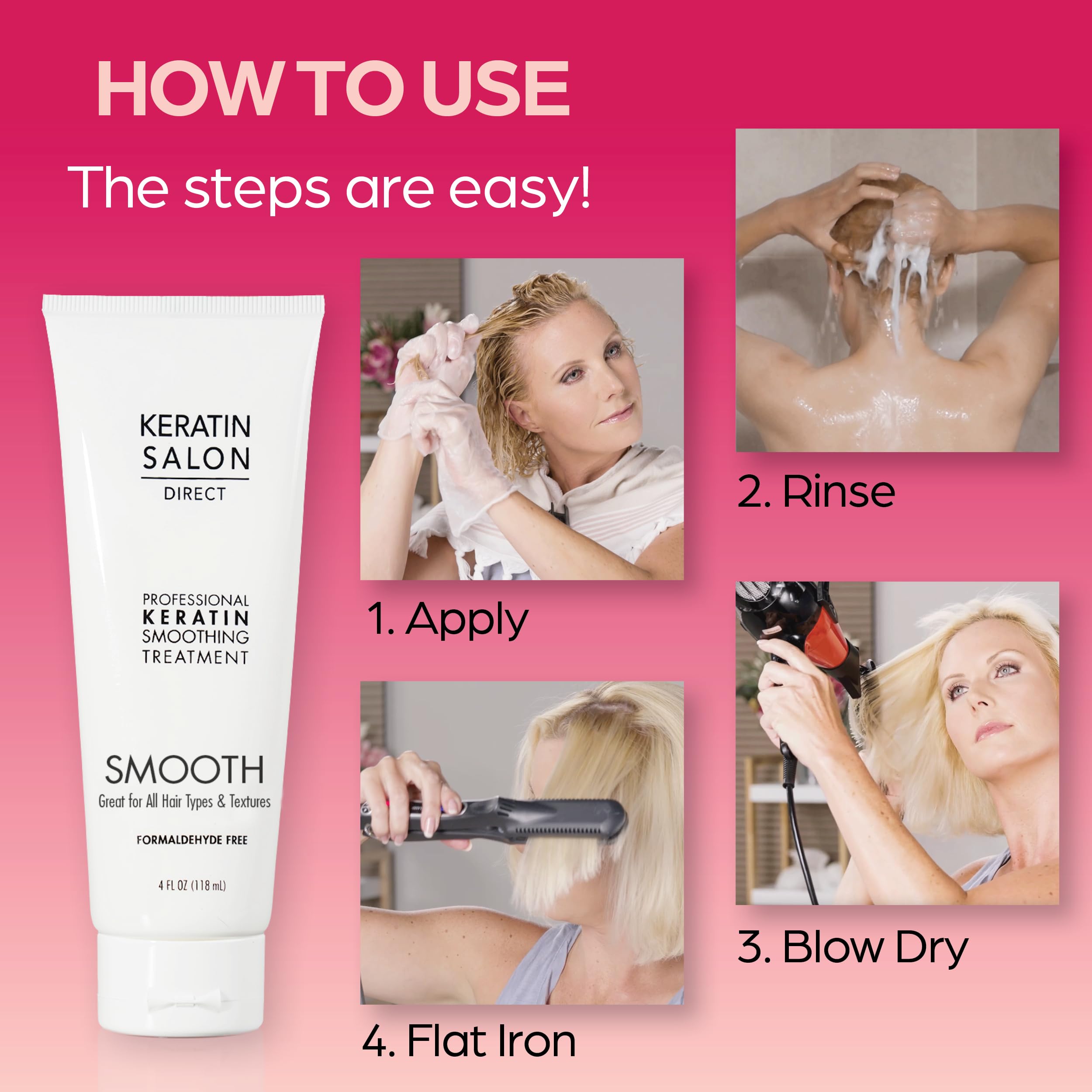 Keratin Salon Direct being applied to damp hair showing easy at-home treatment step