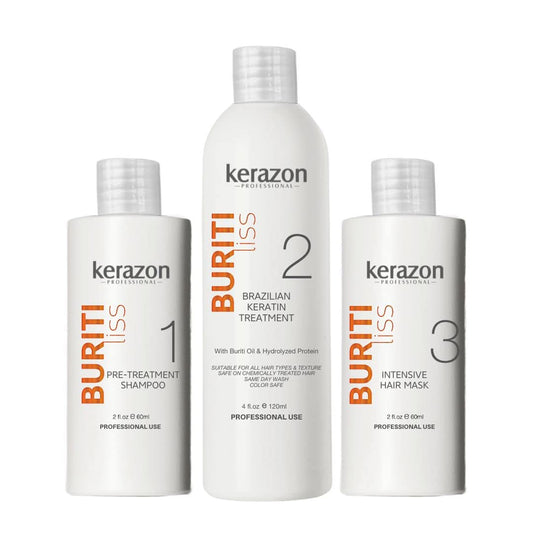Kerazon Professional kit front packaging showing complete three-step benefits