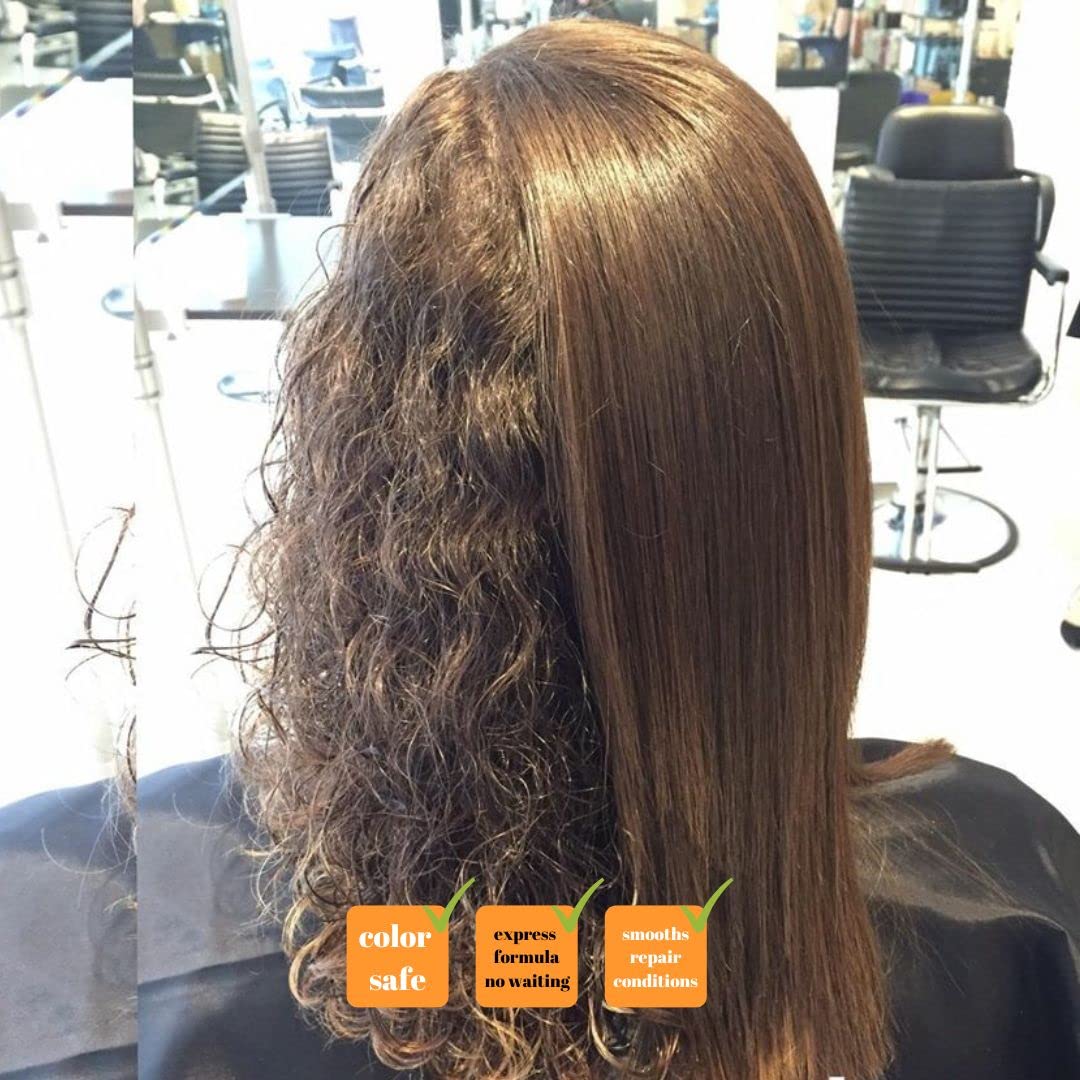 Kerazon Professional before and after hair strands highlighting reduced frizz benefit