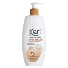 Keri bottle front packaging showing shea butter benefits and size