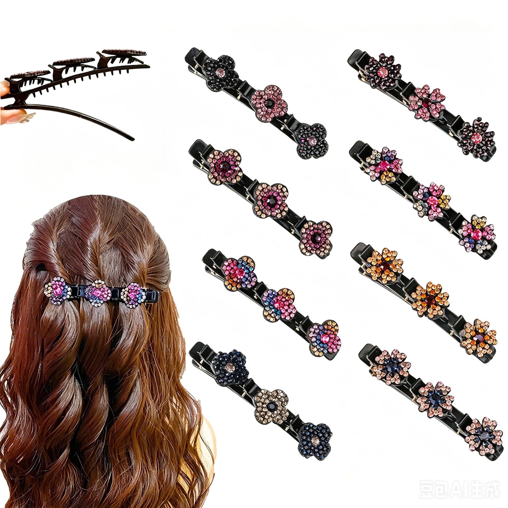 KERYALELA large barrette front view showing sparkle and secure hold