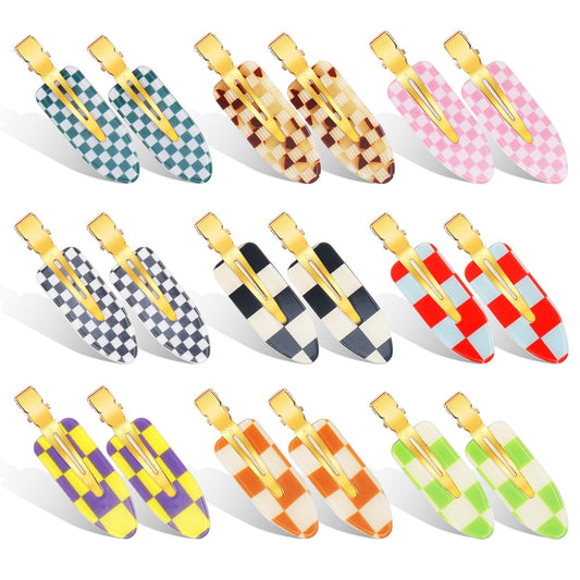 KesaPlan front view of 18-piece checkerboard hair clips showing colors and packaging benefit