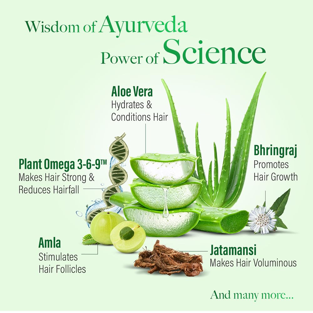 KESH KING bottle staged with herbs illustrating natural Ayurvedic blend