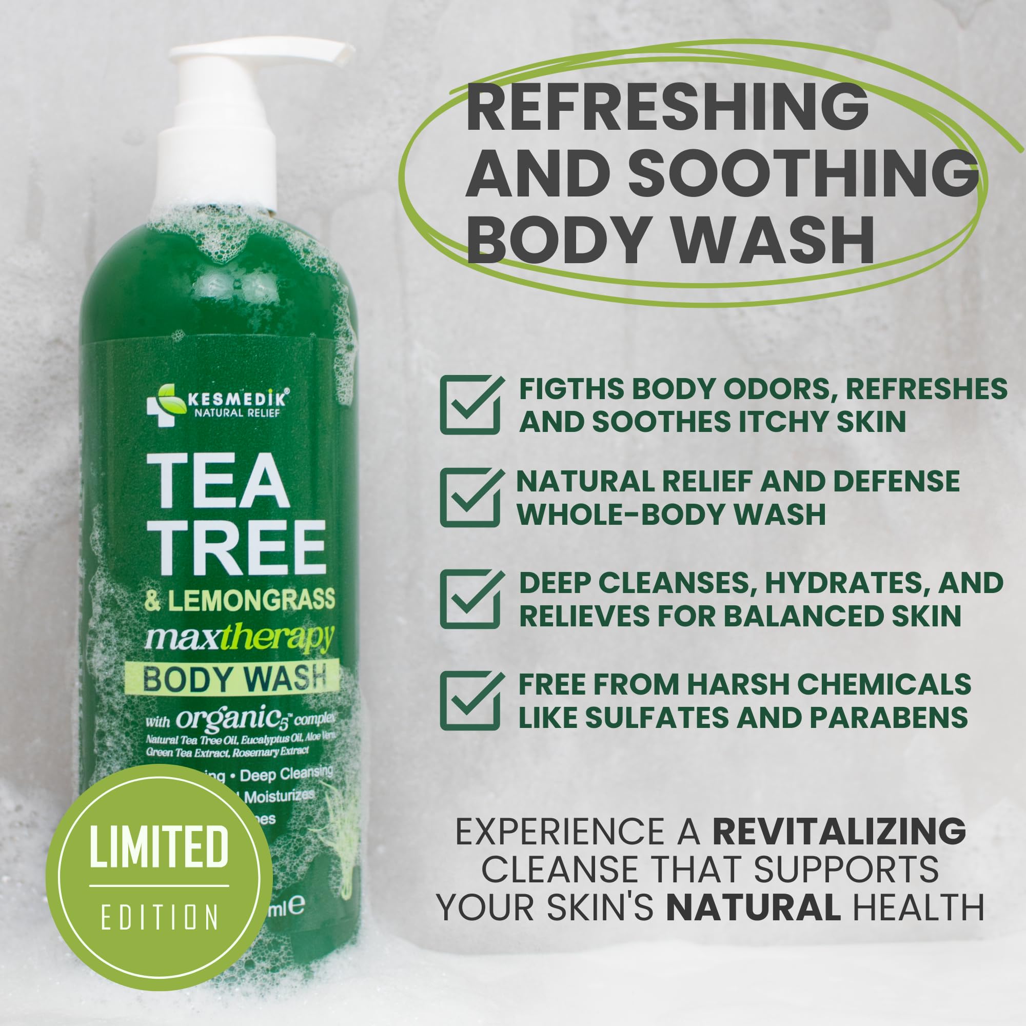 KESMEDIK back label close-up showing ingredients and benefits clearly