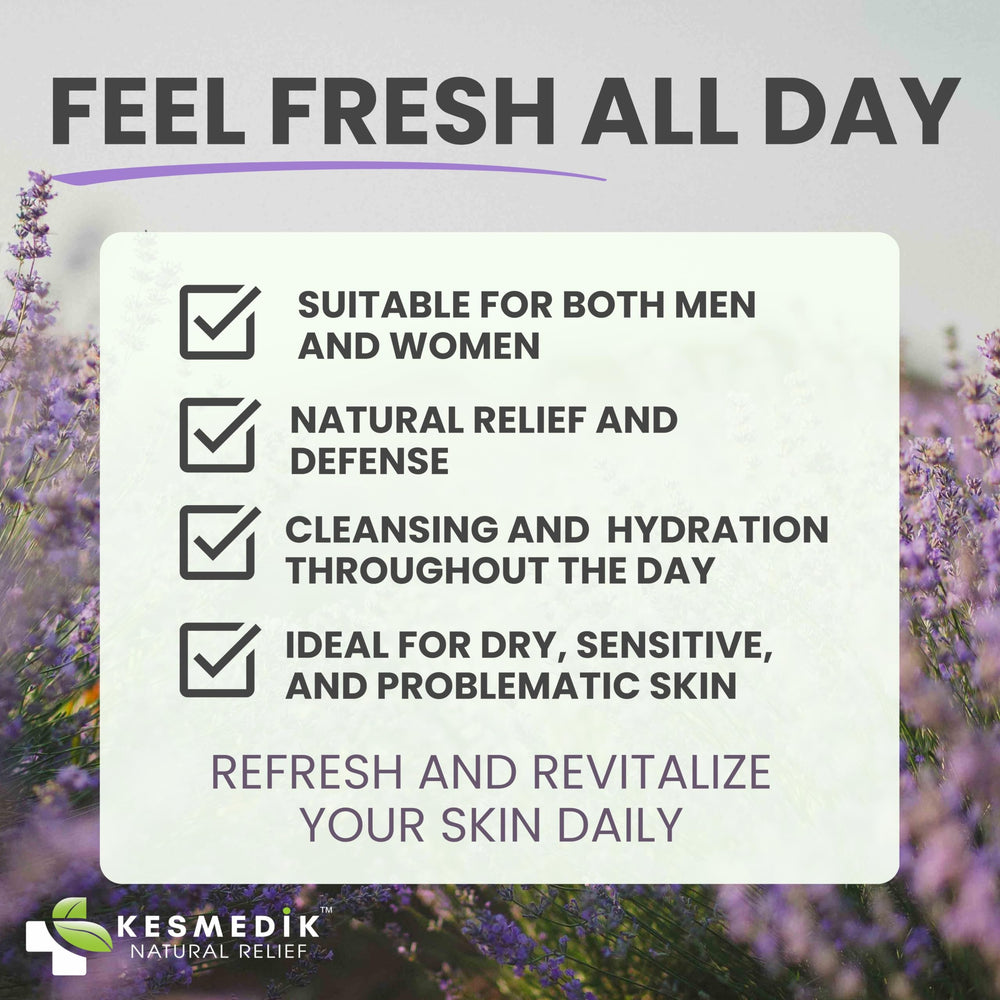 Person using KESMEDIK in shower showing refreshed skin benefit