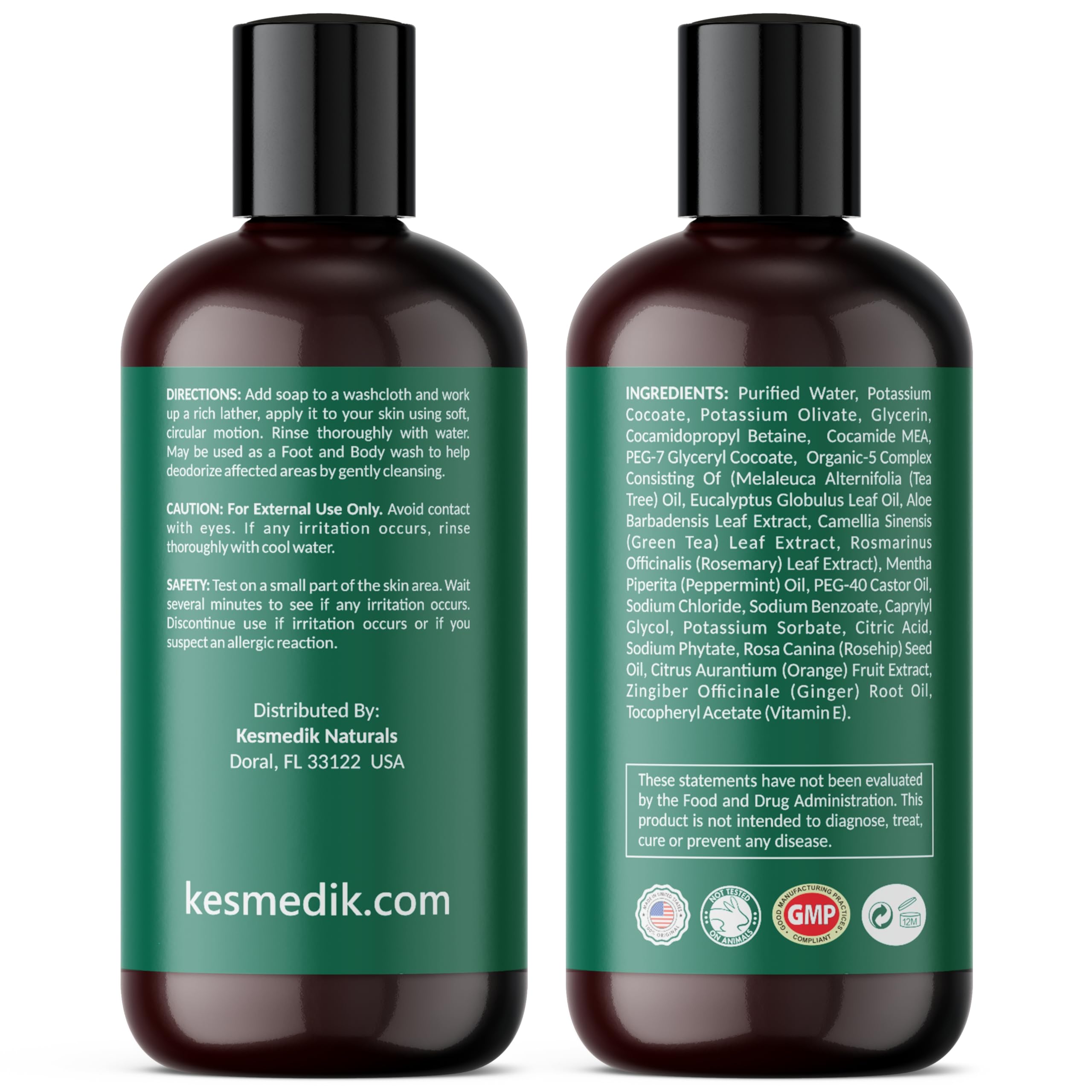 KESMEDIK bottle next to a ruler for size and scale to help purchase decisions