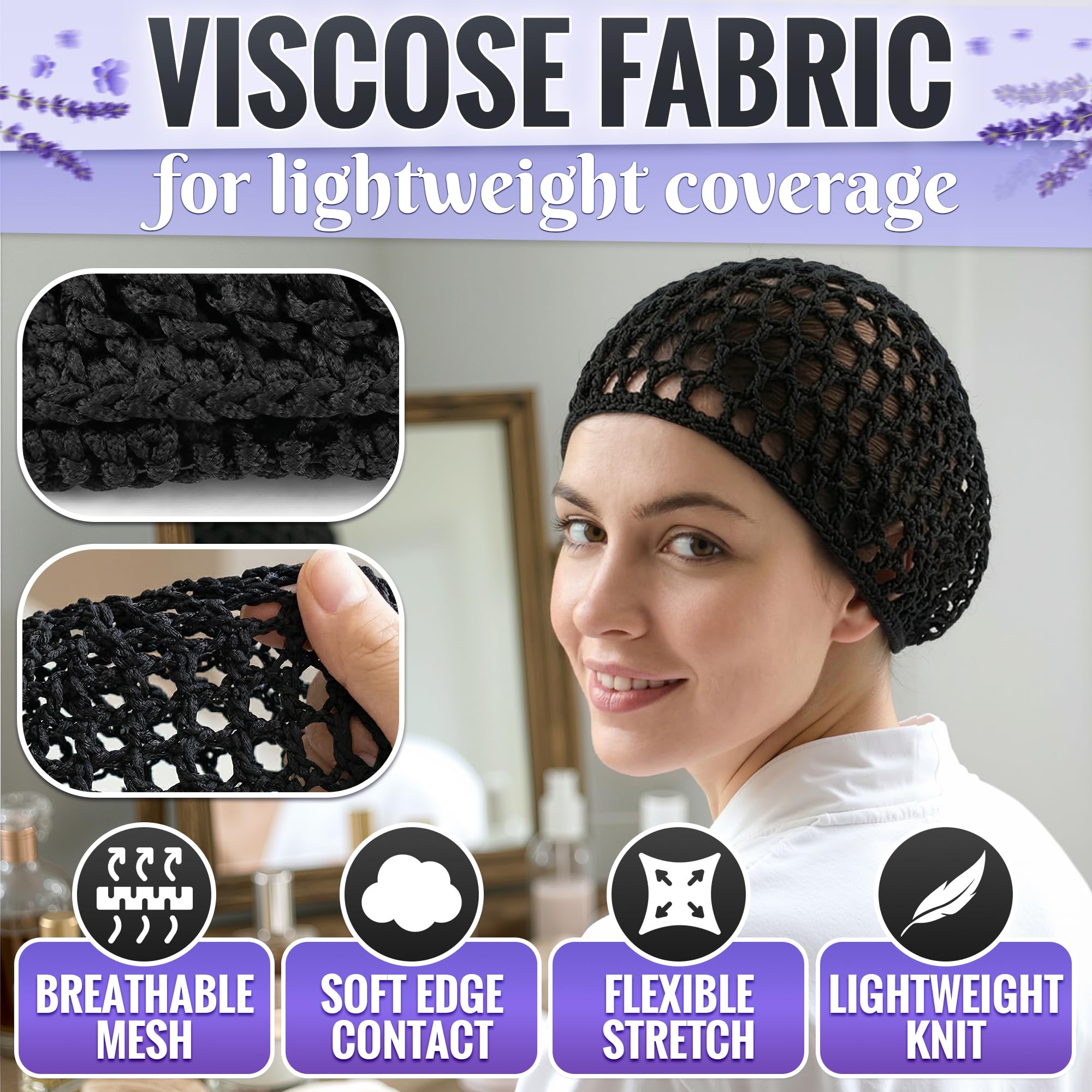 KETAR net stretched over a bun demonstrating secure hold and comfortable stretch