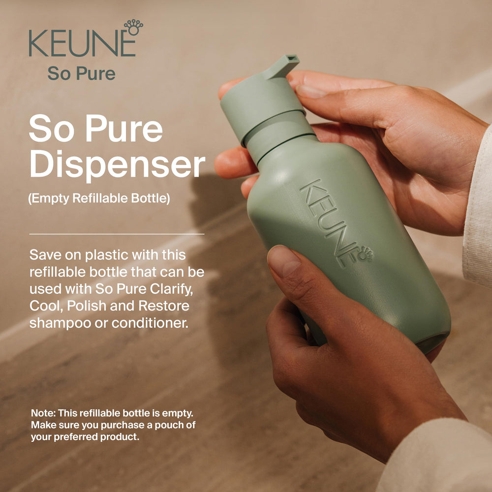 KEUNE cap and sticker detail for easy identification and tidy refilling