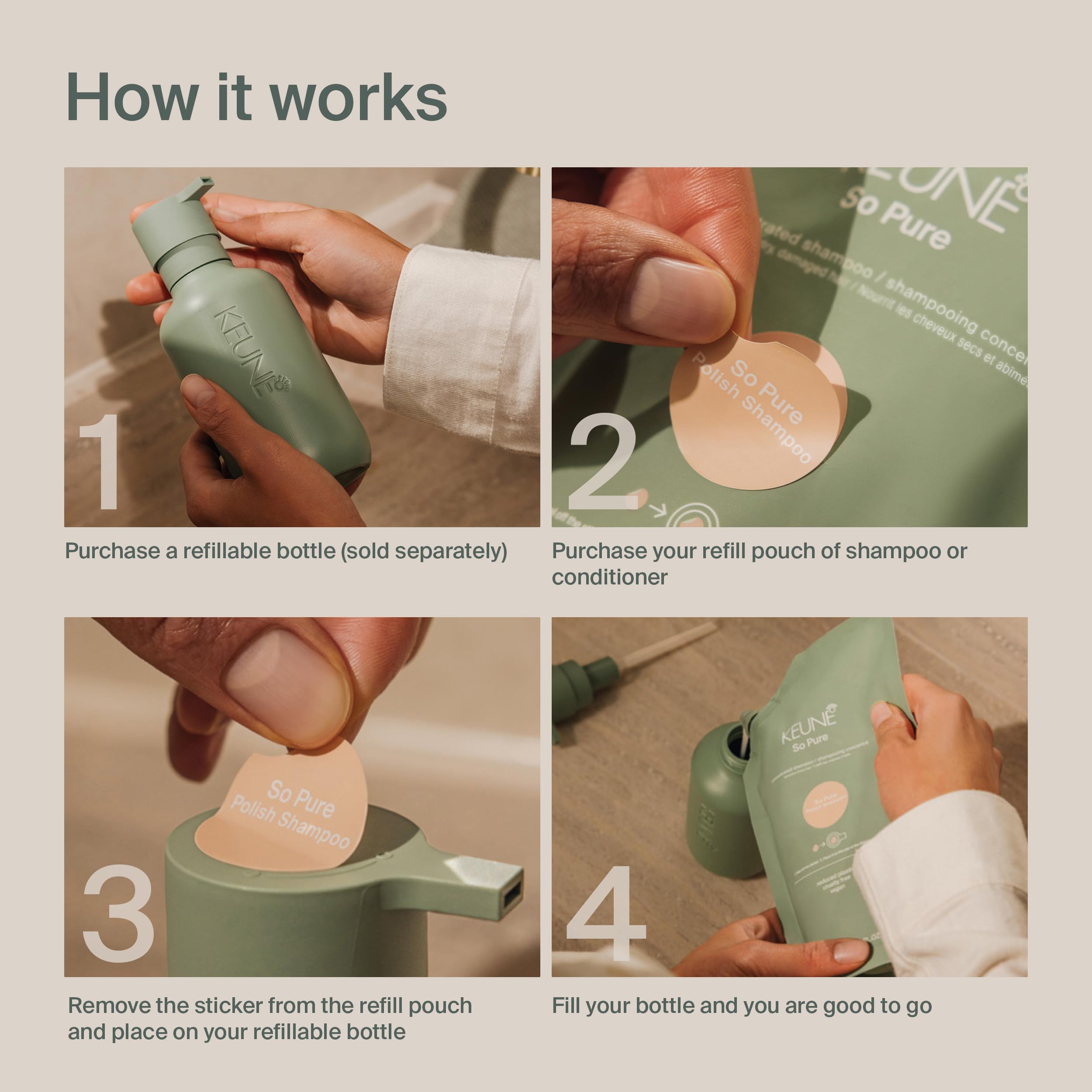 KEUNE bottle material close-up highlighting durable finish and long-lasting use