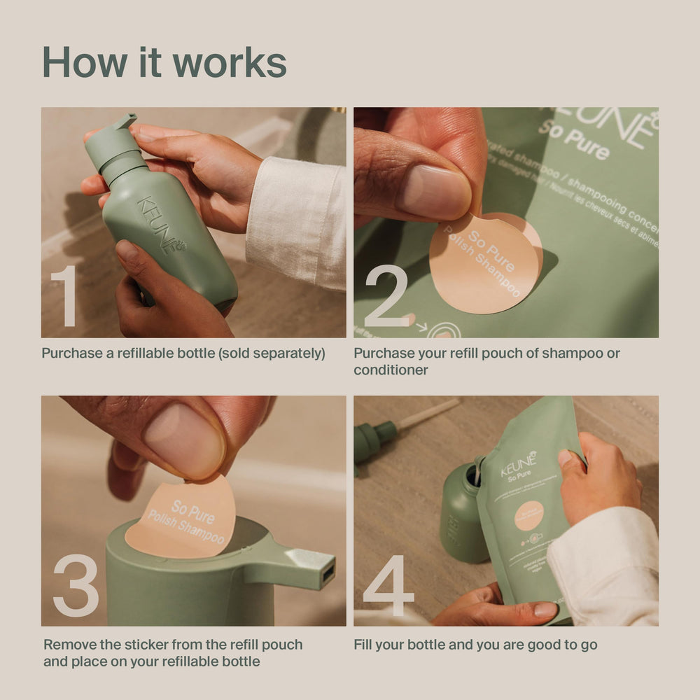 KEUNE bottle material close-up highlighting durable finish and long-lasting use