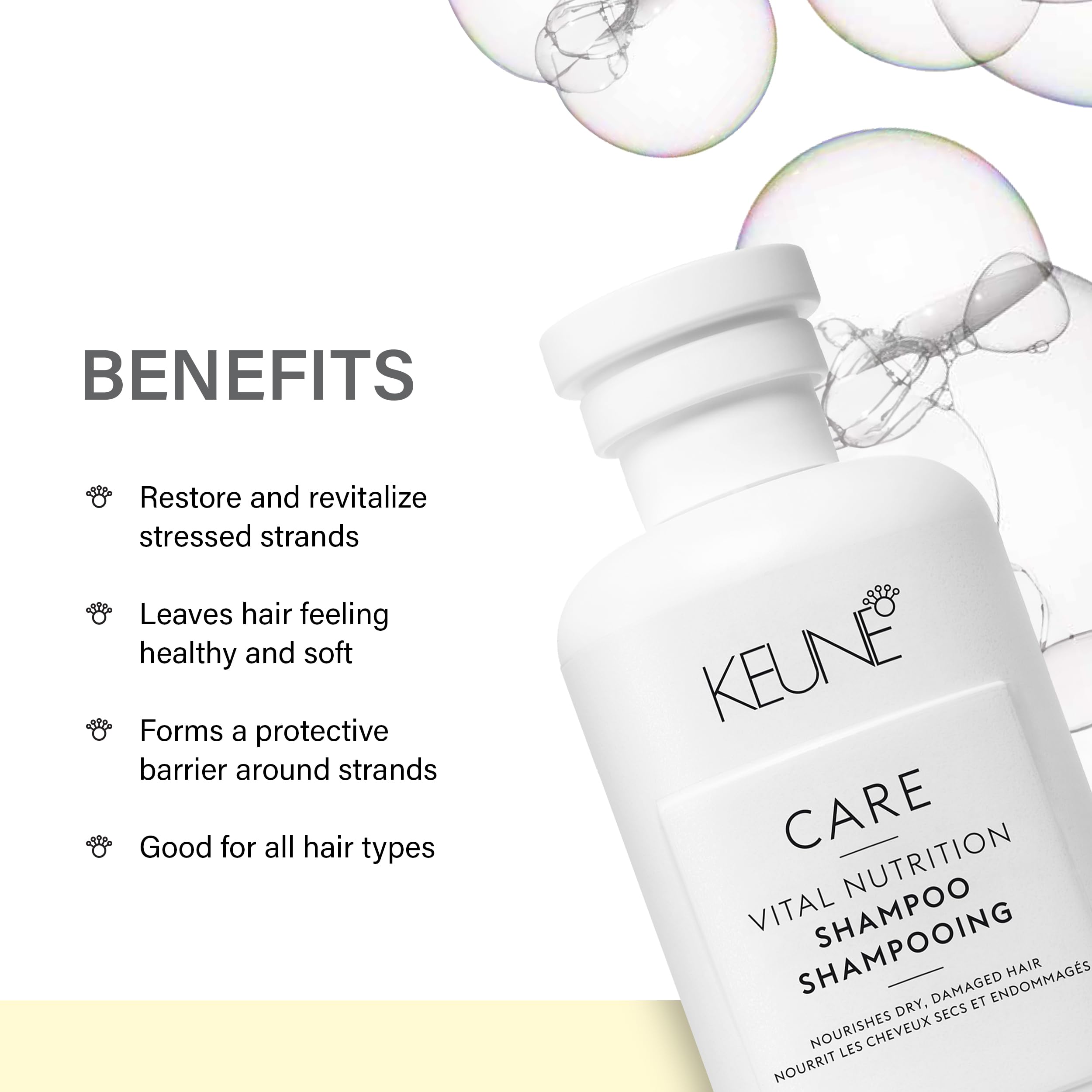 KEUNE creamy lather texture demonstrating gentle moisturizing cleanse