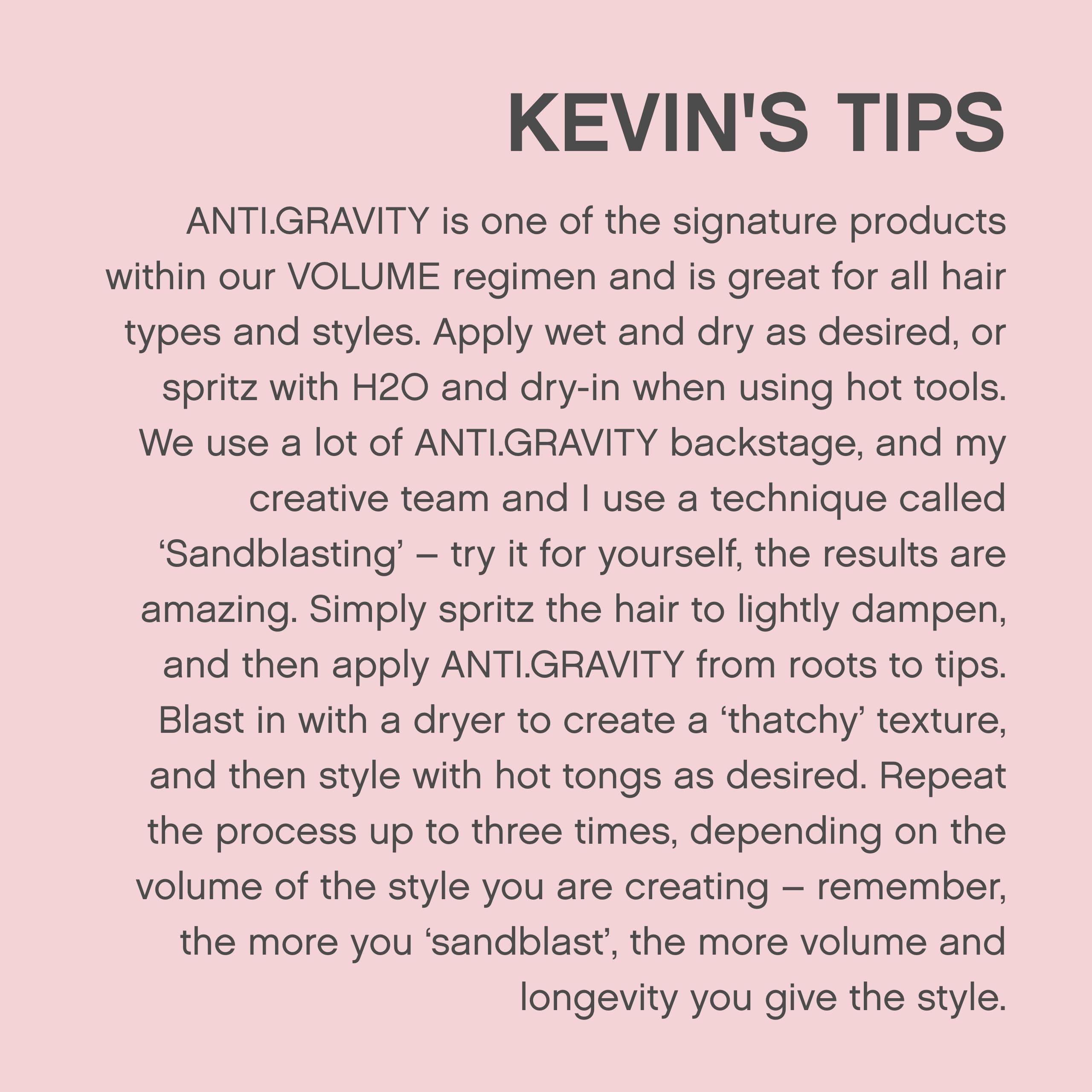 KEVIN.MURPHY bottle staged in bathroom illustrating daily styling convenience