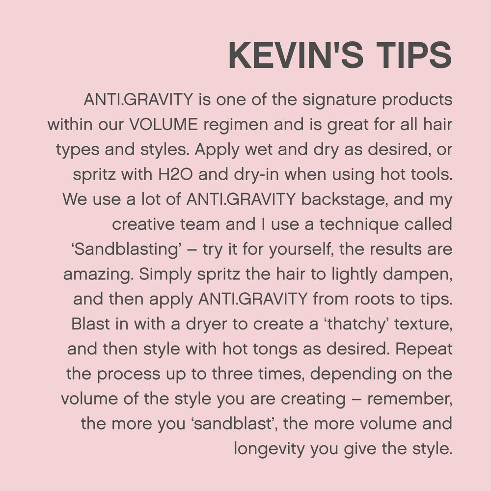KEVIN.MURPHY bottle staged in bathroom illustrating daily styling convenience