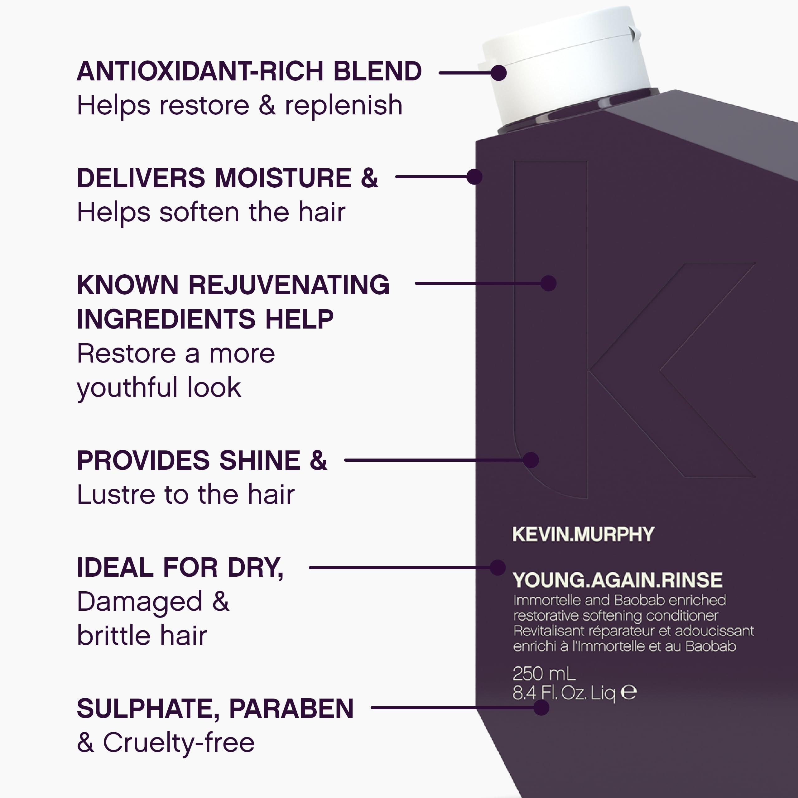 KEVIN.MURPHY conditioner in hands applied to hair ends for effortless detangling benefit