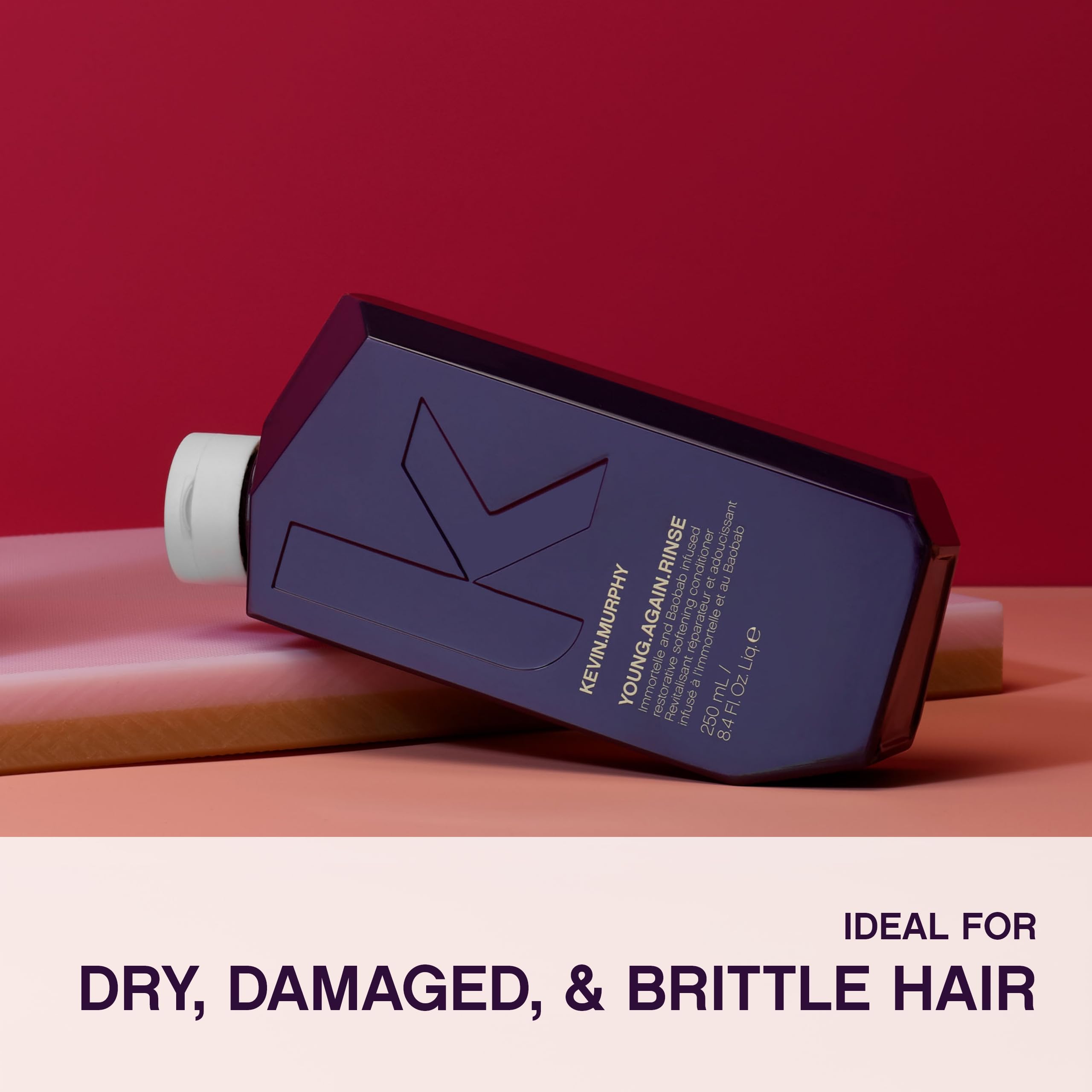KEVIN.MURPHY before and after hair comparison showing brighter, shinier, less frizzy hair