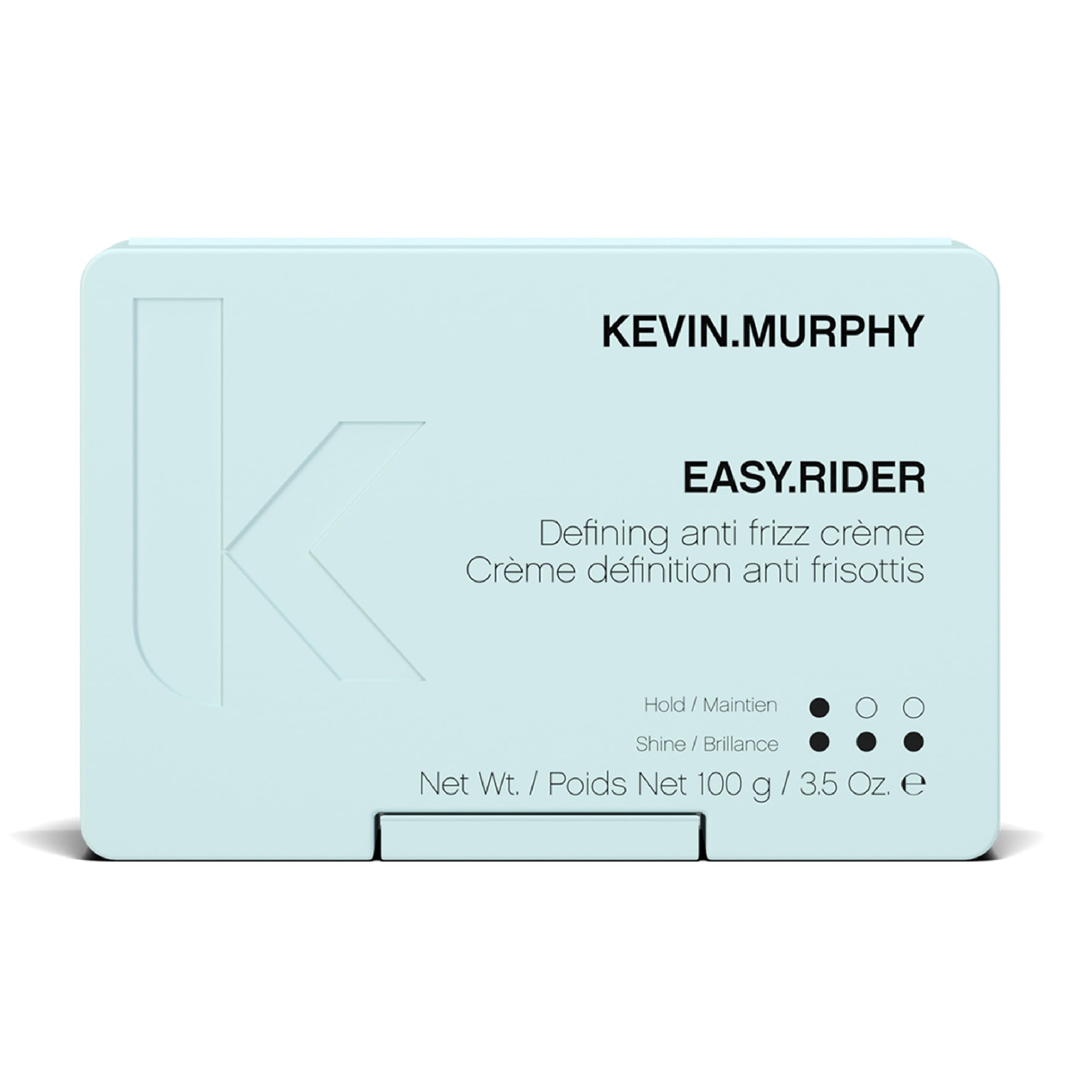 KEVIN.MURPHY EASY.RIDER front jar showing the product label and compact packaging benefit