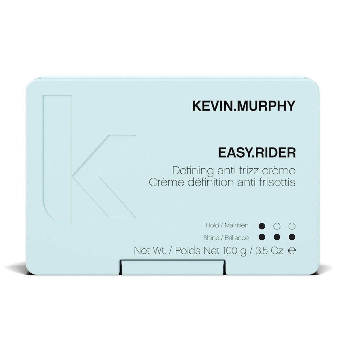 KEVIN.MURPHY EASY.RIDER front jar showing the product label and compact packaging benefit