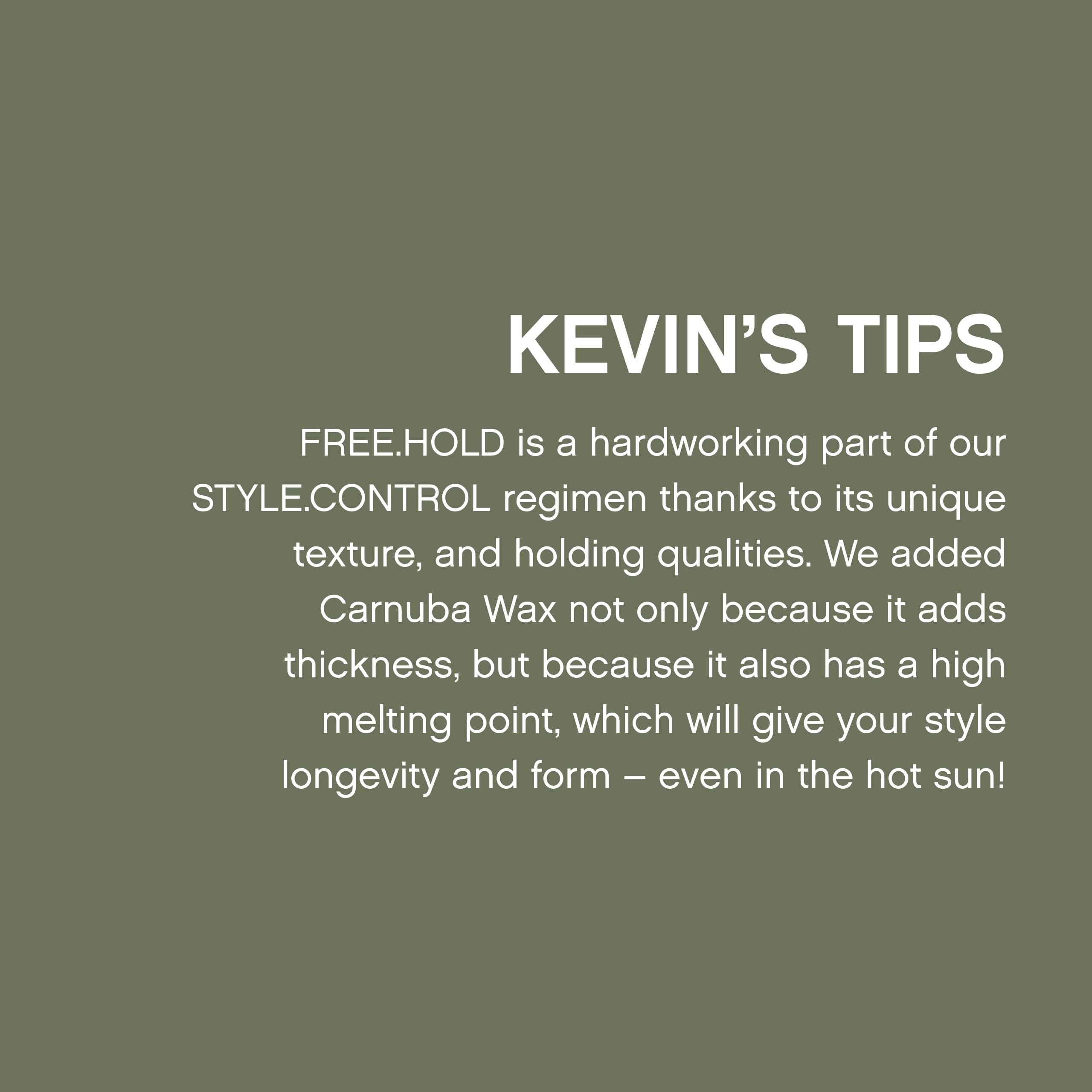 KEVIN.MURPHY carnauba wax ingredient jar highlighting thickness and body benefit