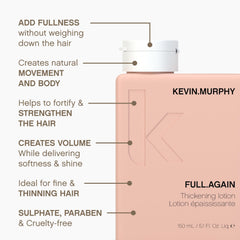 KEVIN.MURPHY FULL.AGAIN applied to damp hair for root lift benefit