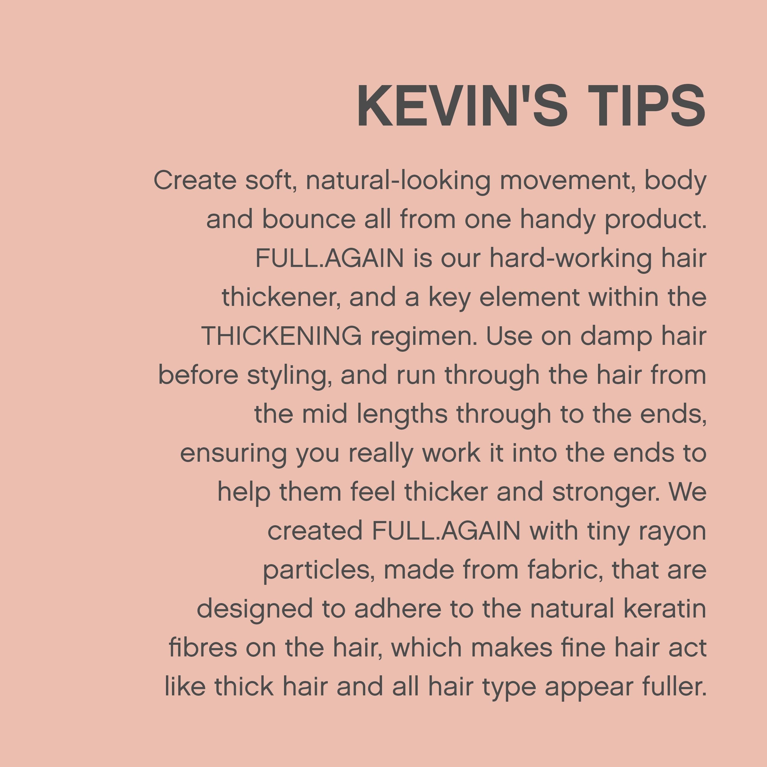 KEVIN.MURPHY FULL.AGAIN label detail highlighting sulphate-free benefit