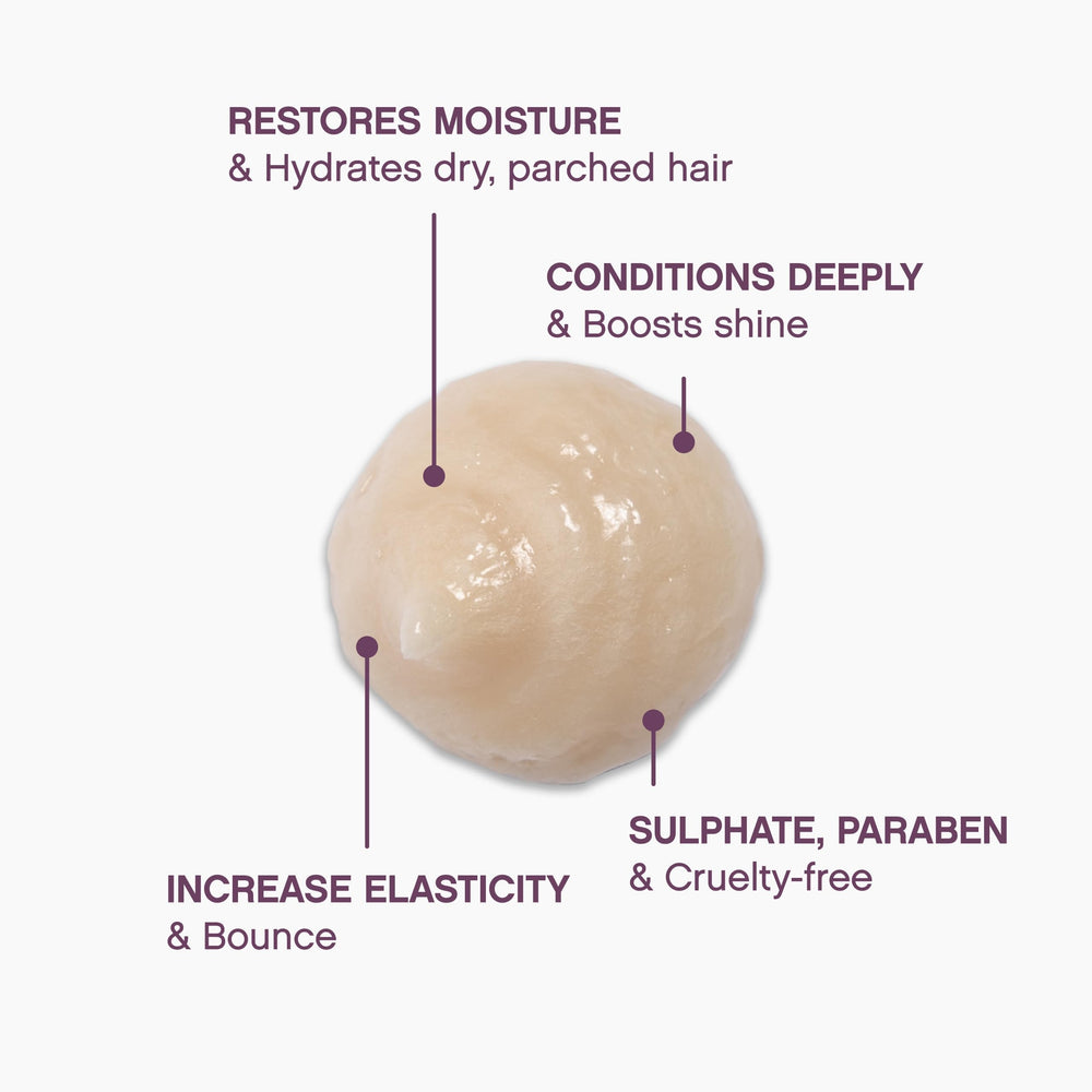 KEVIN.MURPHY masque applied to hair in hand, illustrates easy spread and conditioning benefit