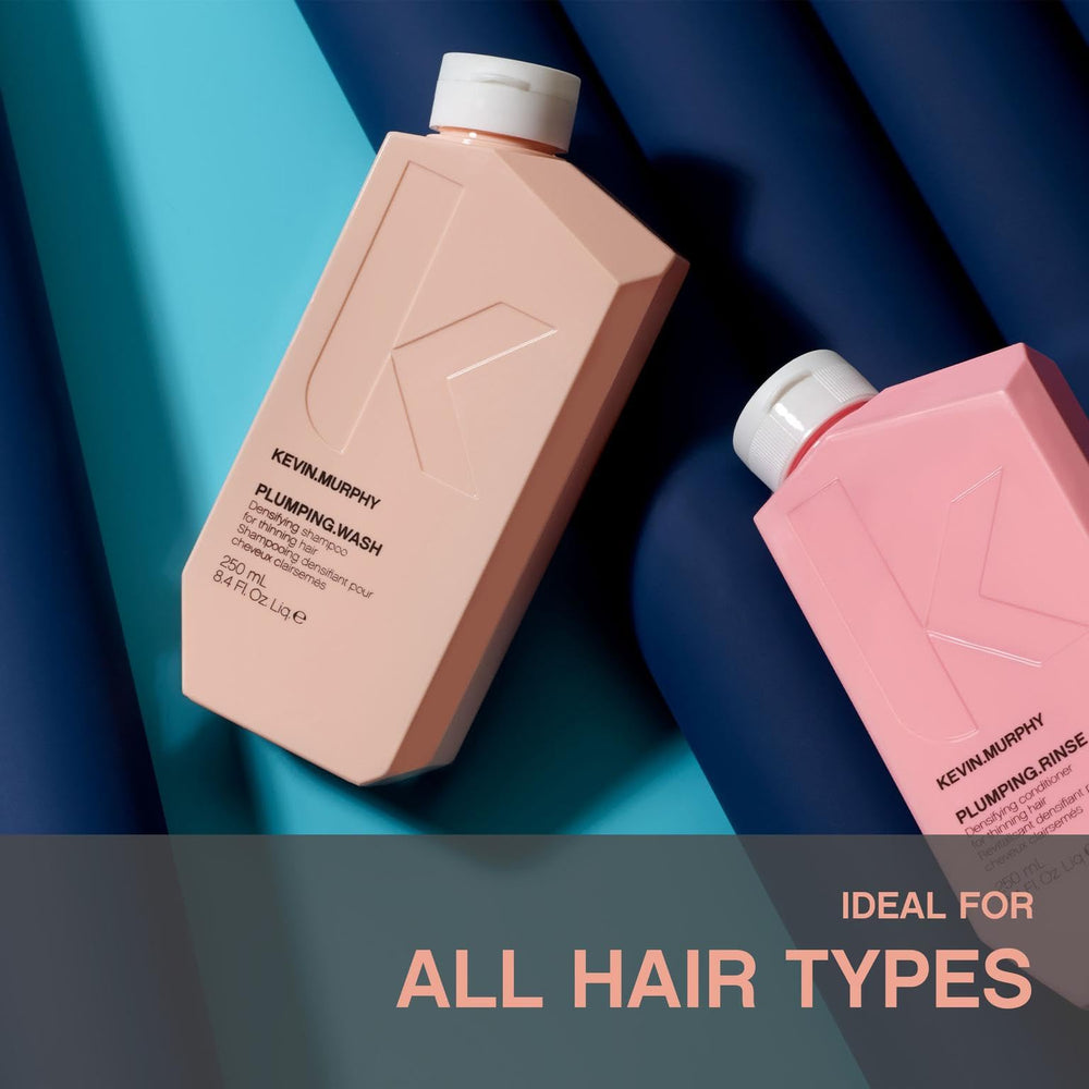 KEVIN.MURPHY bottles staged in bathroom showing easy daily use