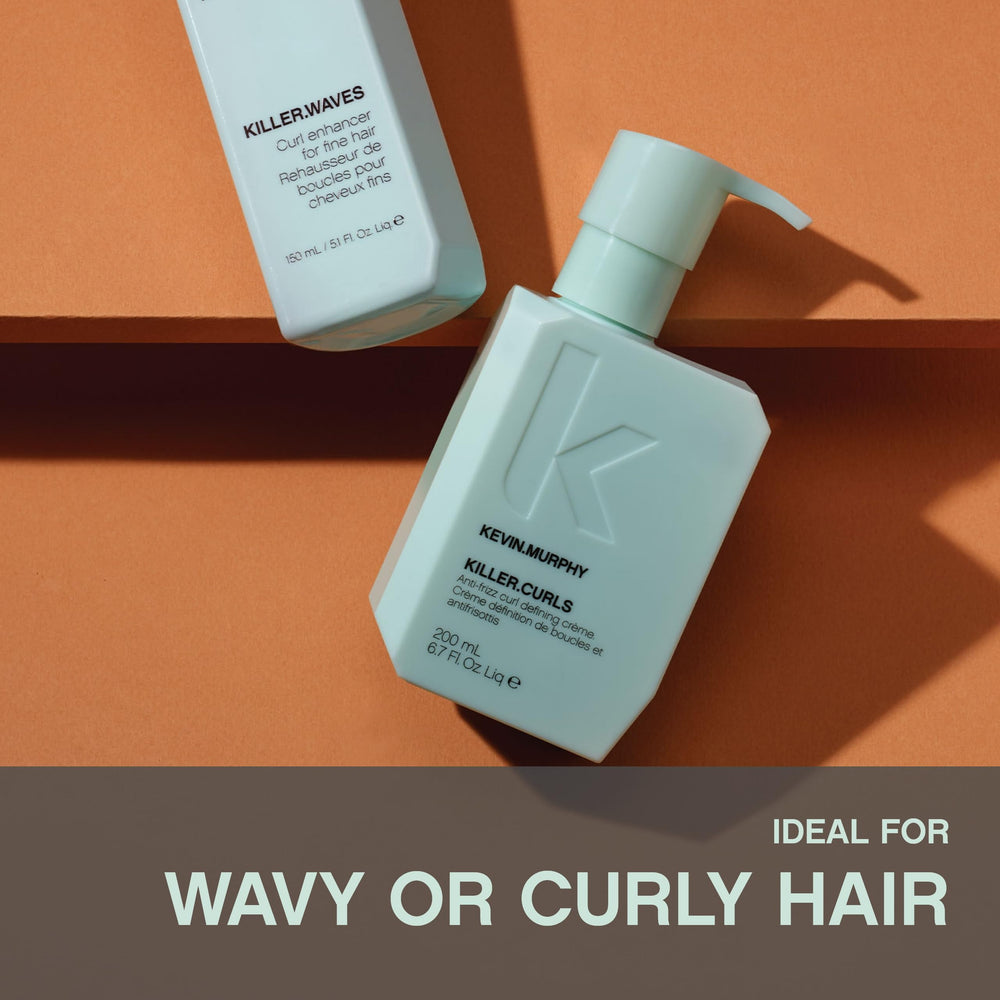 KEVIN.MURPHY styling with diffuser showing enhanced bounce and reduced frizz