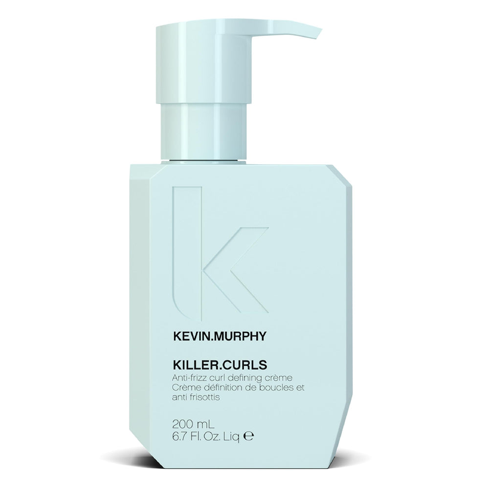 KEVIN.MURPHY product front shot showing KILLER.CURLS bottle and benefit of frizz control