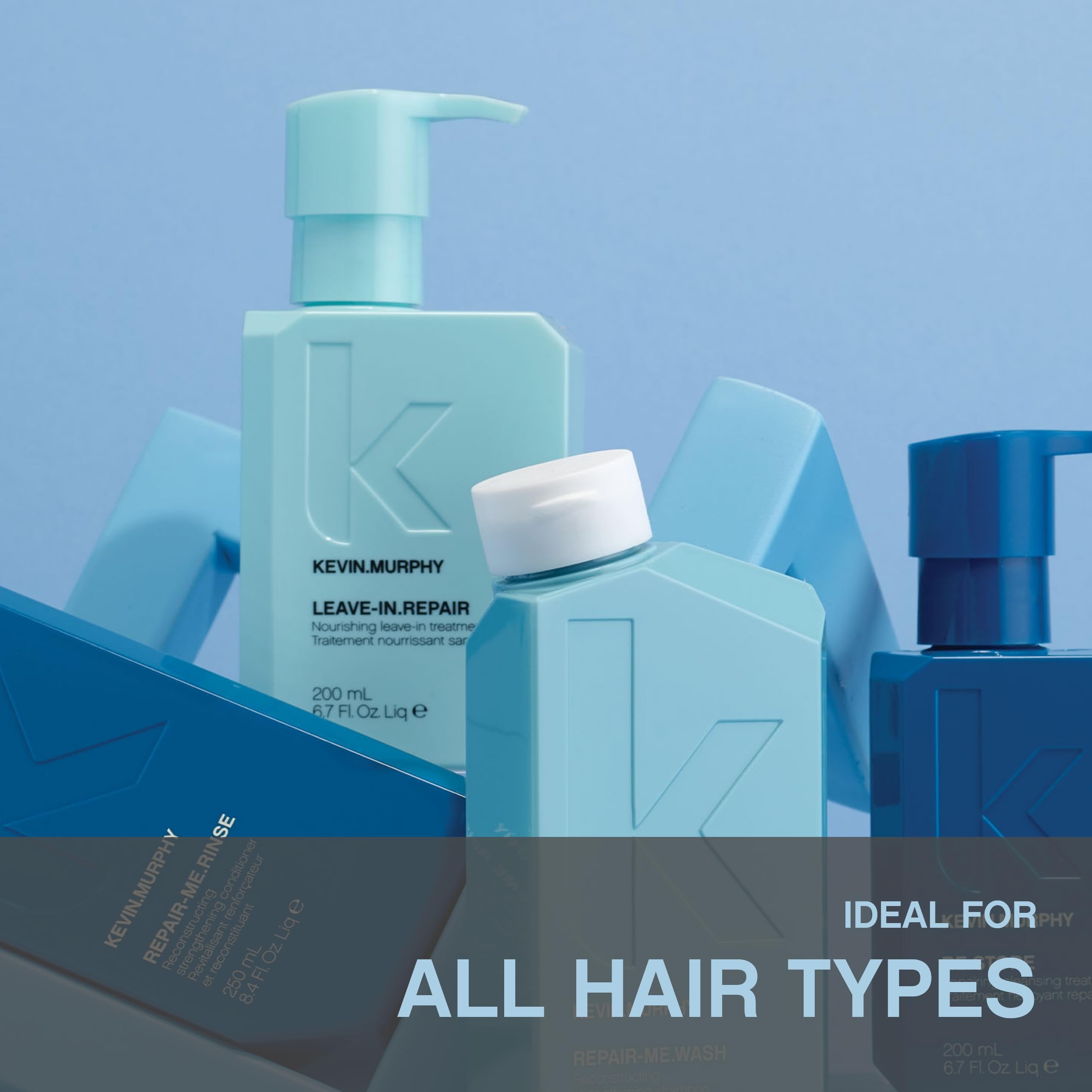 KEVIN.MURPHY bottle next to common items showing 200 mL scale
