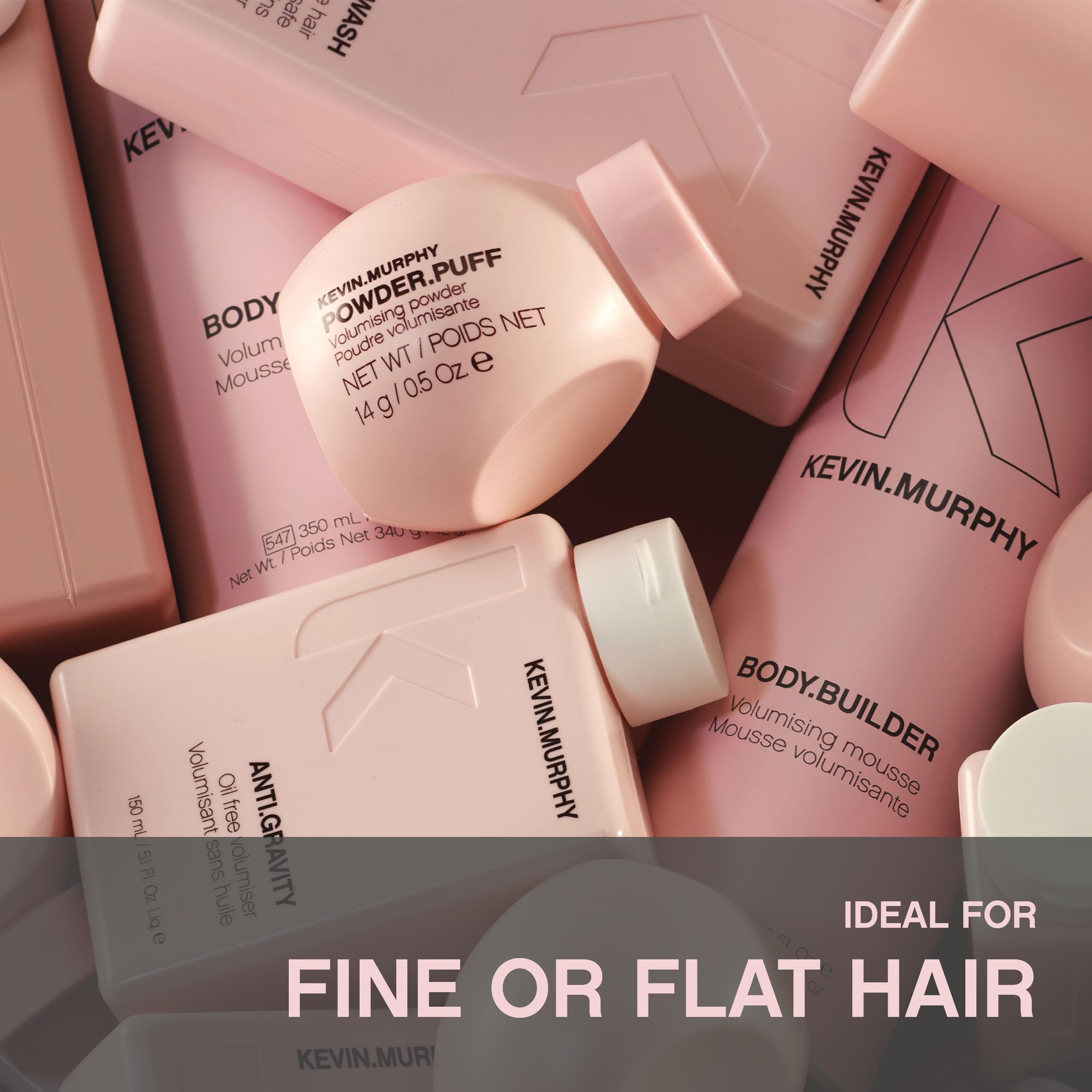 KEVIN.MURPHY Powder Puff size scale next to coin highlights travel-friendly 0.5 ounce