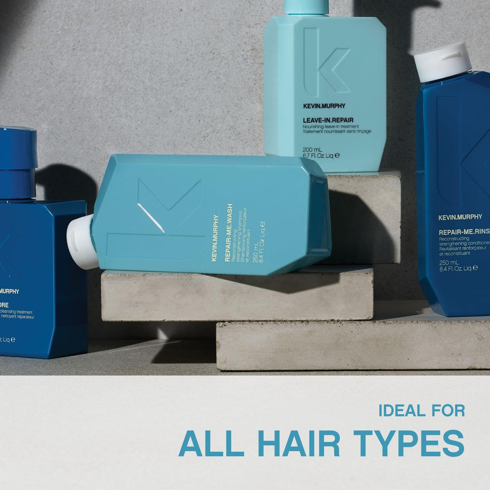 KEVIN.MURPHY bottle held in hand indicating 250 mL travel-friendly size