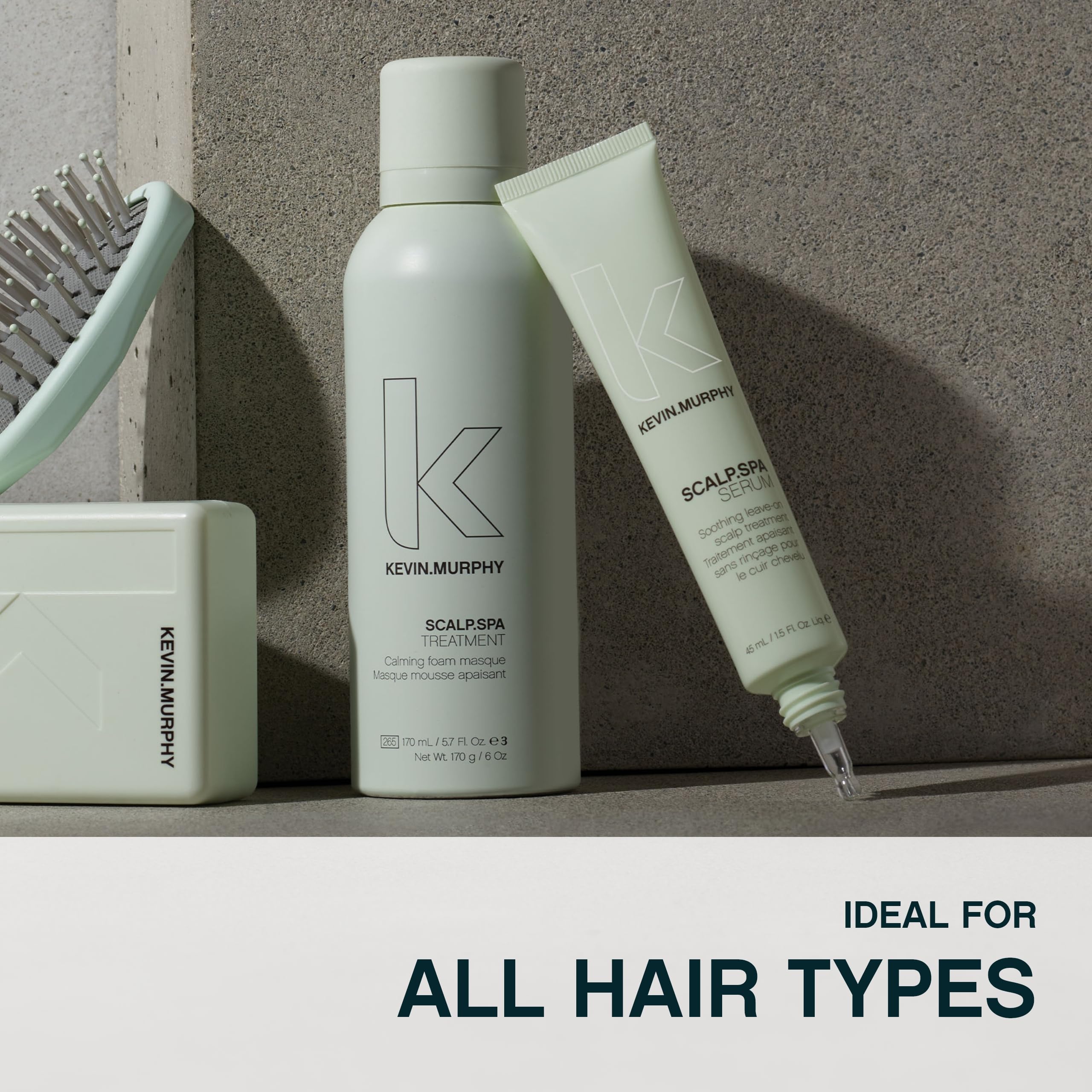 KEVIN.MURPHY heat protection icon labeling up to 216°C showing secure styling protection
