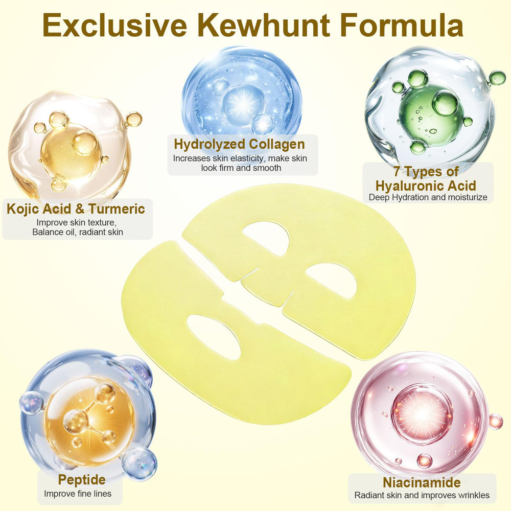 Kewhunt ingredients display with turmeric and collagen highlighting brightening