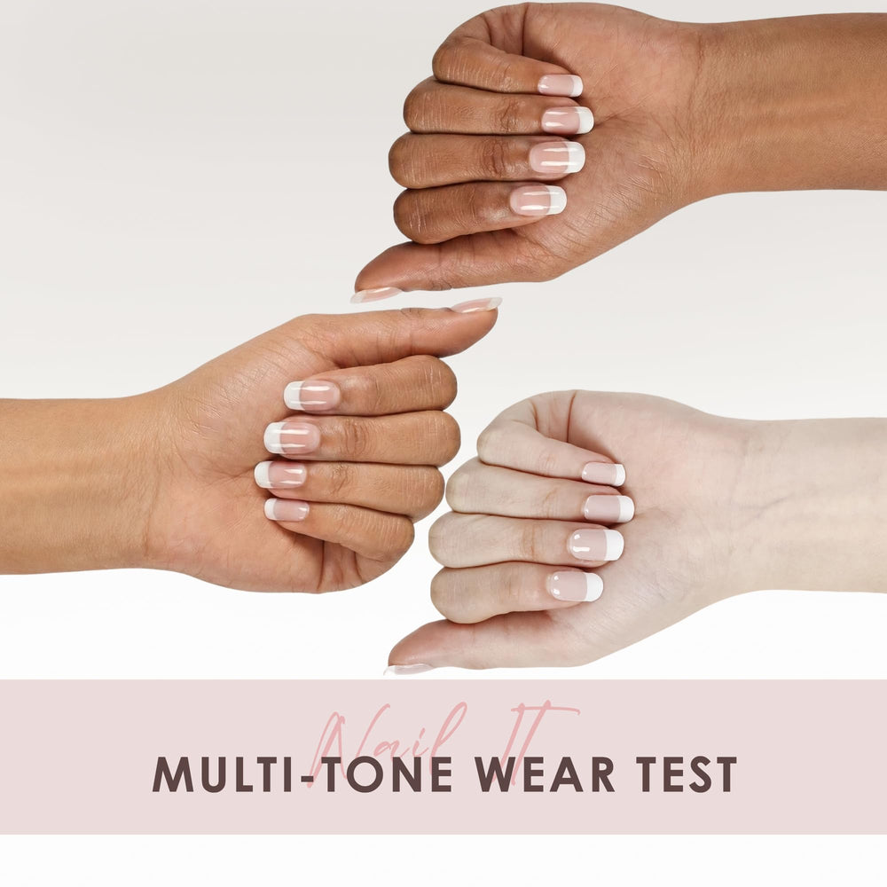kharita applying strip to nail demonstrating easy one-hand adhesion