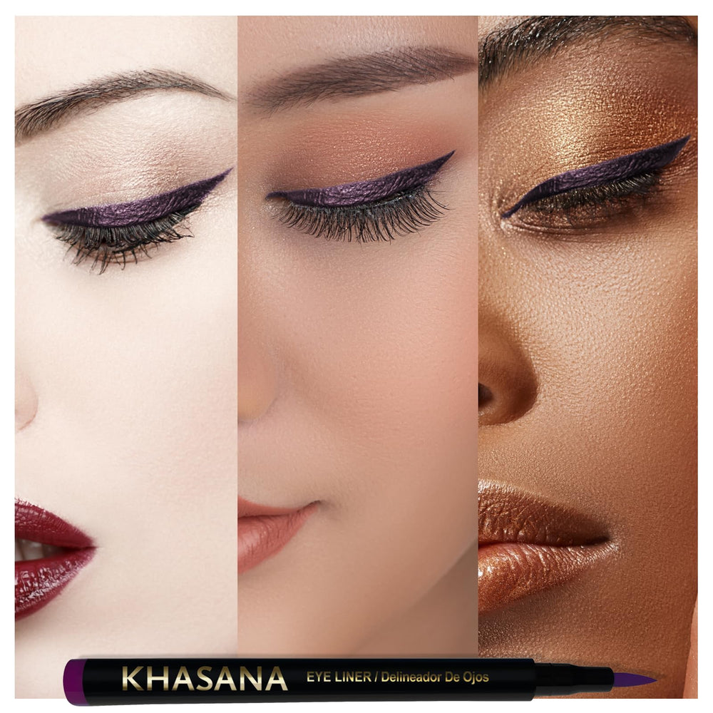 Khasana PLUM being applied to eye for smooth no-skip liner application benefit