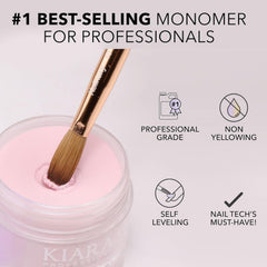 Kiara Sky label close-up highlighting HEMA and MMA free formula benefits