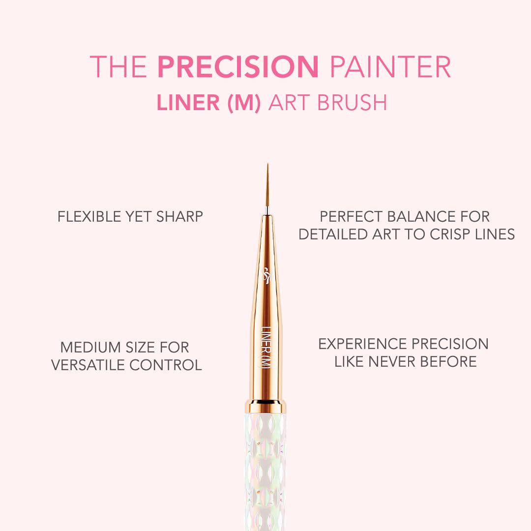 KIARA SKY brush in use creating thin gel lines on nail for professional detail