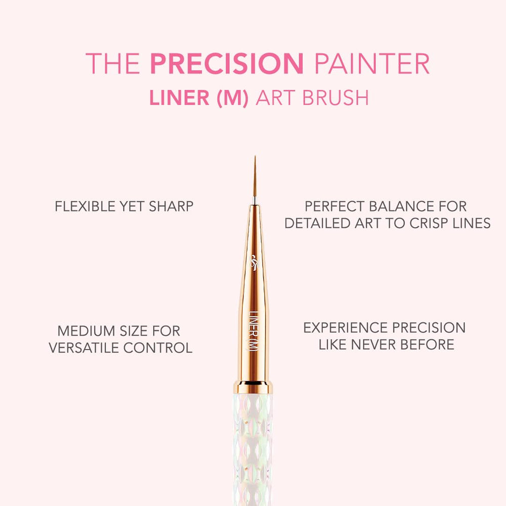 KIARA SKY brush in use creating thin gel lines on nail for professional detail