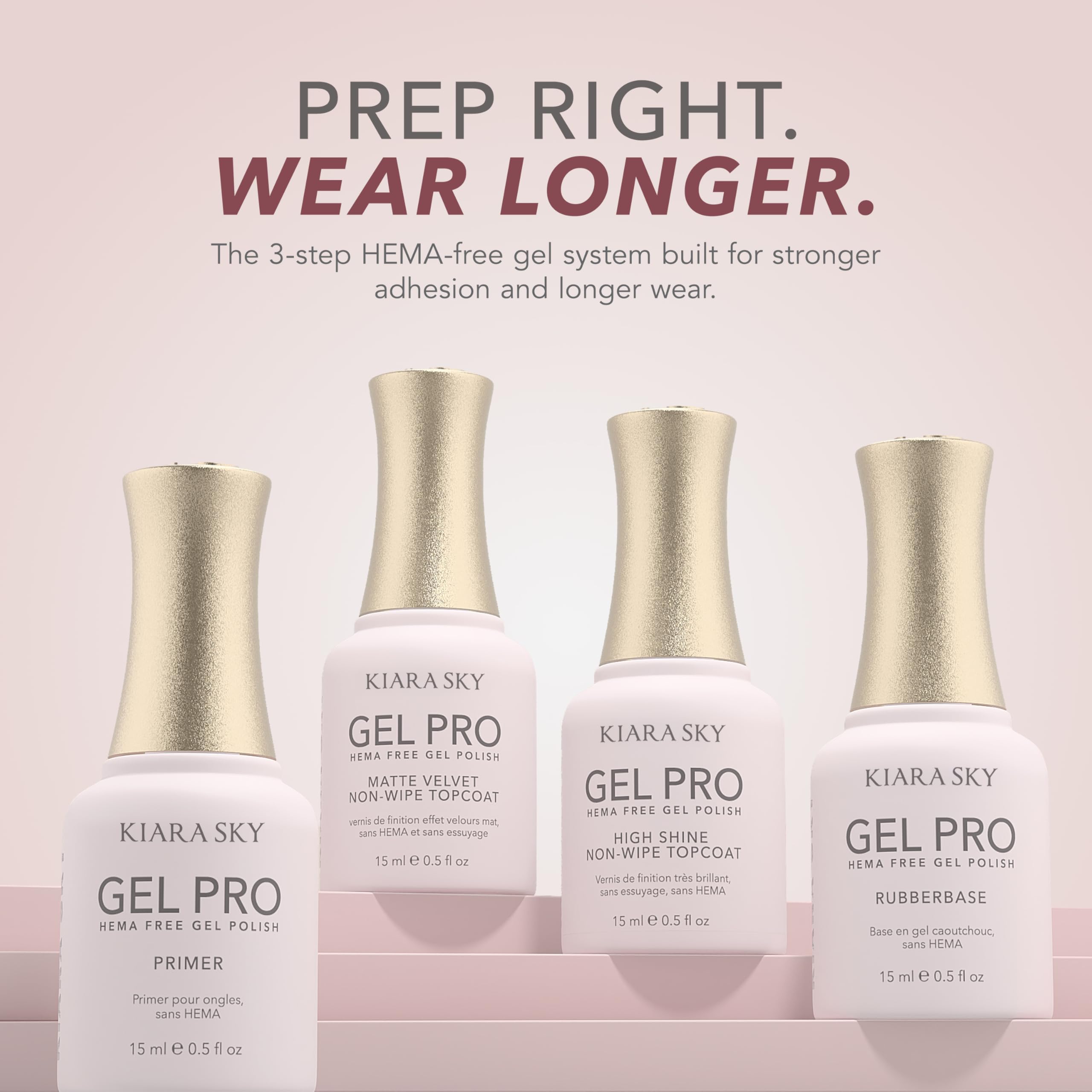 Kiara Sky bottle on a salon counter with tools, professional HEMA-free base for busy technicians