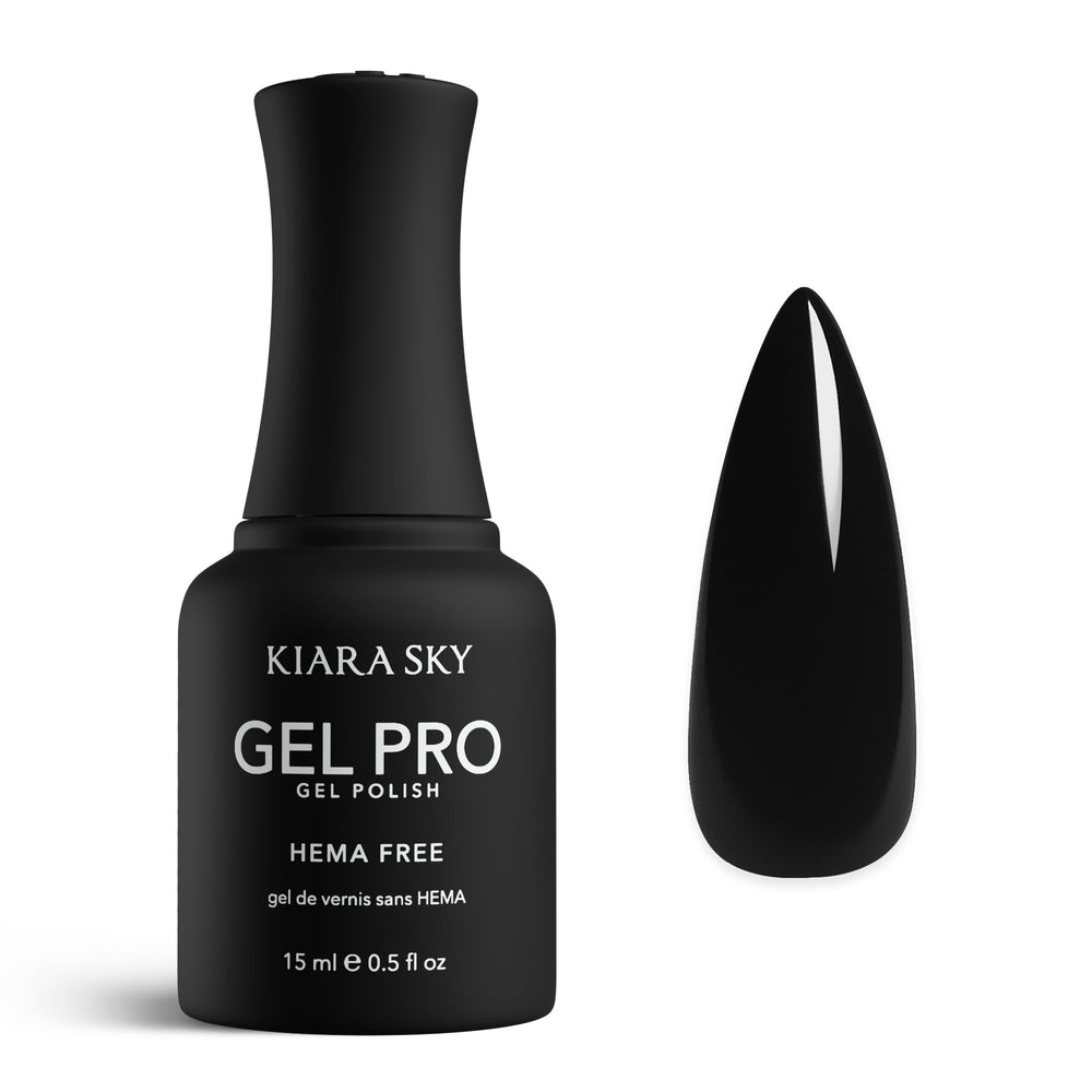 KIARA SKY bottle front view showing true black color and sleek design benefit: easy shade identification