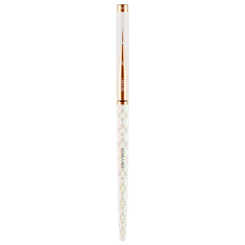 KIARA SKY medium liner front view showing iridescent handle and sleek ferrule, precise control